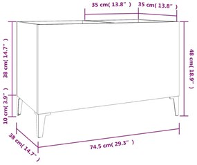 betonszürke szerelt fa hanglemezszekrény 74,5x38x48 cm
