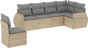 vidaXL 6 részes bézs polyrattan kerti ülőgarnitúra párnával