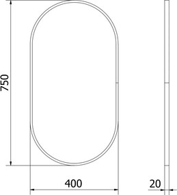Mexen Loft ovális fürdőszobai tükör 75 x 40 cm, fekete keret - 9851-075-040-000-70