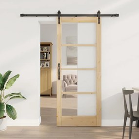 Egyszerű Csúszó Ajtó Barna 83 x 202 cm Fa és fém