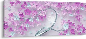 Virágok képe egy ezüst törzsön - absztrakt (120x50 cm)