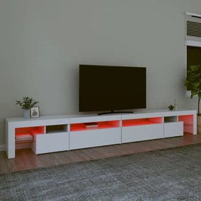 fehér TV-szekrény LED-lámpákkal 290x36,5x40 cm