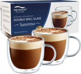 Duplafalú poharak Cappuccinohoz, Latte 350ml Thermo csészék