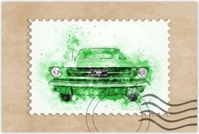 Poszterek 60x40 Zöld akvarell Mustang