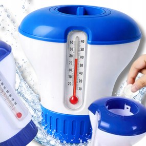 Tabletta Adagoló Kerti Medencéhez Vegyszer Úszó Hőmérő 2in1