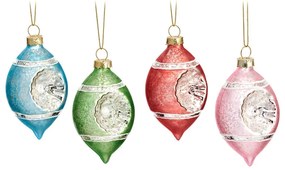 Üveg kézzel készített karácsonyfadísz készlet 4 db-os ø 5,5 cm Vintage – Sass &amp; Belle