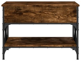 vidaXL füstös tölgy szerelt fa és fém dohányzóasztal 70 x 50 x 50 cm