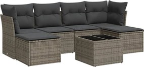 vidaXL 7 részes szürke polyrattan kerti ülőgarnitúra párnákkal