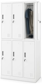 Szociális fém öltözőszekrény 6 ajtóval IGOR 900 x 1850 x 450 mm, fehér