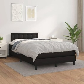 Fekete műbőr rugós ágy matraccal 120 x 200 cm