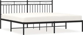 vidaXL fekete fém ágykeret fejtámlával 183 x 213 cm