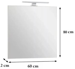 Viva AURA FIONA fürdőszoba tükör - LED 4,5 w-os 30cm-es világítással - ÁLLÓ - 60 x 80 cm