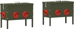 vidaXL Csirke etető 2 pcs Olajzöld 41,5 x 20,5 x 33 cm