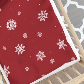 Goldea karácsonyi gyermek pamut ágyneműhuzat kiságyba - hópelyhek piros alapon 100 x 135 és 40 x 60 cm