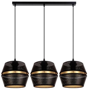 Csillár zsinóron PARIS 3xE27/60W/230V fekete/arany