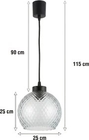 BRILAGI - LED csillár kábelen R GLASS 1xE27/60W/230V átm. 25 cm fekete/füstszürke