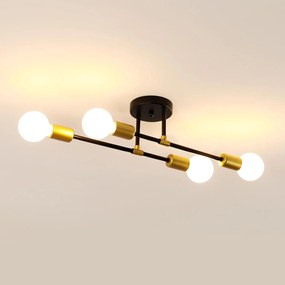 E27 Függő Mennyezeti Lámpa Csillár Fekete-arany Loft Modern