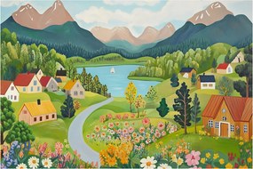Kép - Falu a hegyekben (90x60 cm)