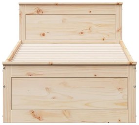 tömör fenyőfa fejtámlás ágykeret matrac nélkül 75 x 190 cm