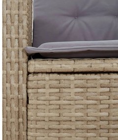 2 db vegyes bézs dönthető polyrattan kerti szék párnával