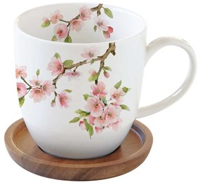 Porcelán bögre akácfa alátéttel - Sakura