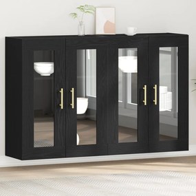 Fali Szekrények 2 db Fekete Tölgy 69,5x34x90 cm Kompozit Fa