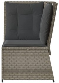 Szürke polyrattan kerti sarokkanapé párnával