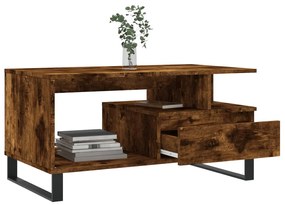 Füstös tölgy színű szerelt fa dohányzóasztal 90x49x45 cm