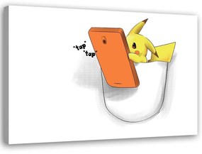 Gario Vászonkép Pokémon Pikachu egy telefonnal - Victoria Bravo Méret: 60 x 40 cm
