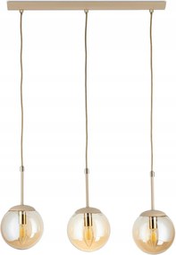 Függőlámpa Maro Bézs-Arany Üveg 3xE14 55 cm Modern Taupe