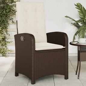 2 db barna polyrattan dönthető kerti szék párnákkal