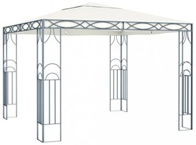 krémszínű pavilon LED fényfüzérrel 300 x 300 cm