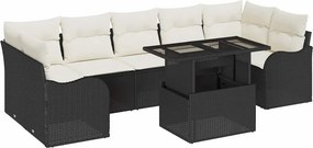 vidaXL Kerti Kanapé Szett párnával 8 pcs Fekete Poli rattan