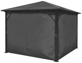 alumínium kerti pavilon antracitszürke függönnyel 300 x 300 cm