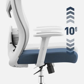 Ergonomikus irodai forgószék, deréktámasszal, 2D háttámla hálós anyaggal, szürke