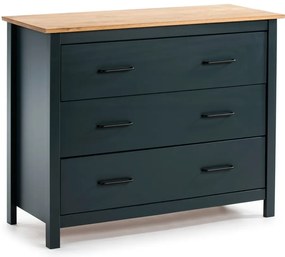 Sötétkék borovi fenyő alacsony komód 100x80 cm Miranda – Marckeric