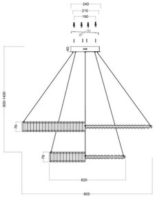 Maytoni P097PL-L90G4K - LED Csillár zsinóron KRONE LED/90W/230V átm. 80,5 cm arany