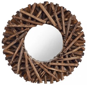 vidaXL kör alakú tíkfa falitükör 40 cm