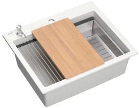 gránit mosogató KURT 110 WORKSTATION White