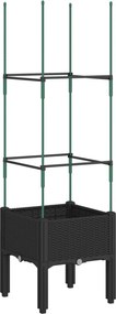 vidaXL fekete polipropilén rácsos kerti ültetőláda 40 x 40 x 142,5 cm