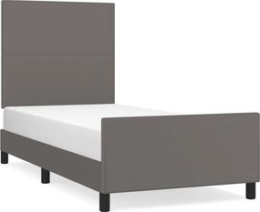 vidaXL szürke műbőr ágykeret fejtámlával 90x190 cm