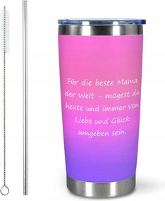 Thermo bögre szívószállal ajándék anyukának fém 600ml német