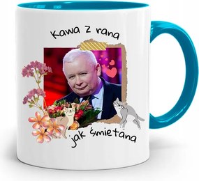 Kék Vicces Bögre Jaroslaw Kaczynski fényképes nyomattal
