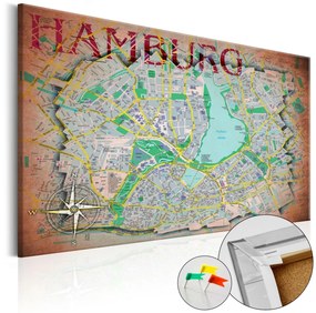 Kép parafán - Hamburg [Cork Map]