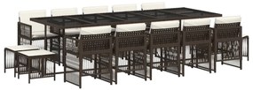 vidaXL 15 részes barna polyrattan kerti ülőgarnitúra párnákkal