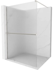 Mexen Kioto+, Walk-In zuhany paraván polccal és akasztóval 90 x 200 cm, 8 mm-es üveg bordás mintával, csiszolt acél profil, 800-090-121-97-09