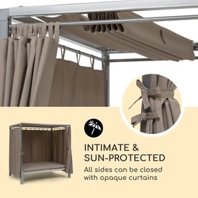 Blumfeldt Eremitage Double Sunbed, kétszemélyes napozóágy, napellenző tető, taupe