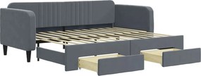 vidaXL sötétszürke kihúzható bársony heverő 90 x 200 cm