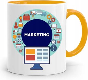 Marketingeseknek Marketing Bögre Sárga Ajándék fényképes nyomtatással