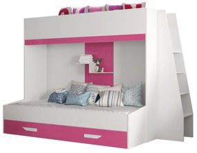Kombinált gyerekágy 90 cm Puro 17 (matt fehér + fényes fehér + fényes rózsaszín). 1087113